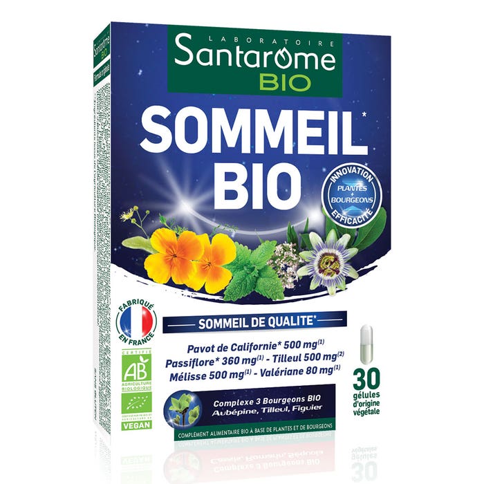 Santarome Sommeil Bio Aide à retrouver le sommeil 30 gélules