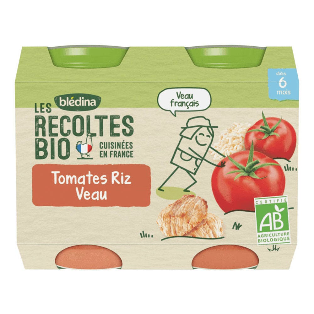 Blédina Omogeneizzati in vasetti Les Recoltes Bio Neonati da 6 mesi 2x200g