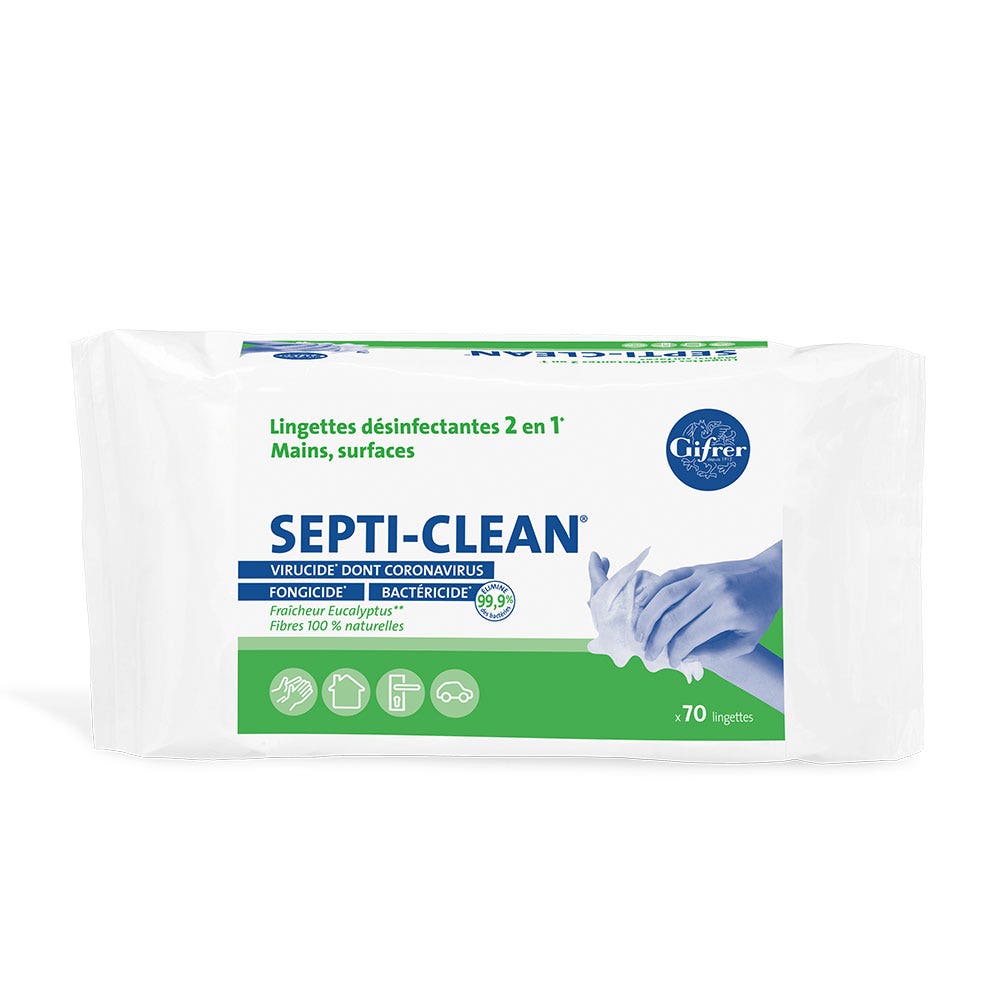 Gifrer Septi-Clean Salviette disinfettanti Dimensione della famiglia x70