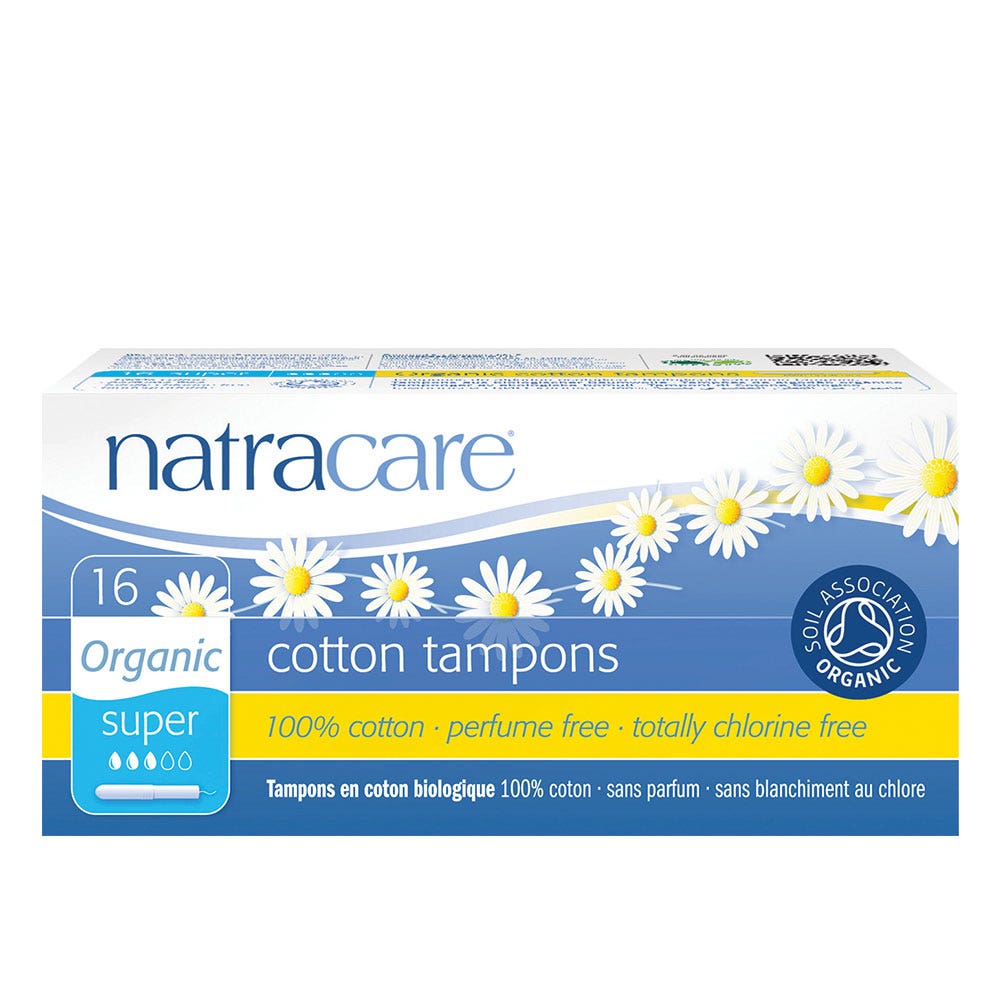 Natracare Tamponi biologici con applicatore Super + scatola da 16 pezzi