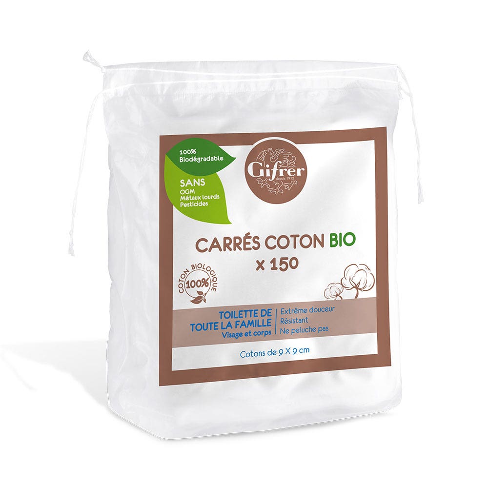 Gifrer Dischetti quadrati di cotone bio Visage et corps x150