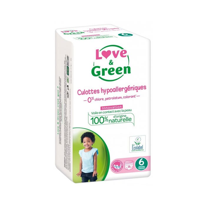 Mutandine ipoallergeniche XL x16 + oltre 16 kg Love&Green