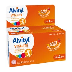 Alvityl Vitalite A Croquer Gout Fraise 30 Comprimes Gout Fraise 30 Comprimes