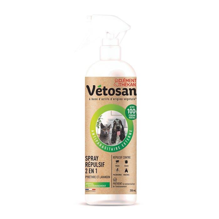 Spray antipulci e antizecche per animali 250ml Vétosan Clement-Thekan