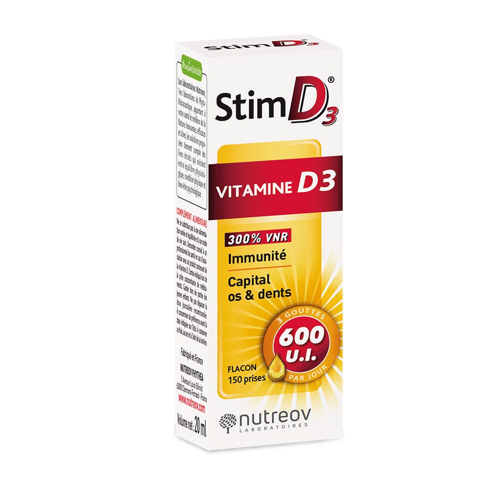 Nutreov Stim D3 Vitamina D3 per immunità e salute di ossa e denti 20ml