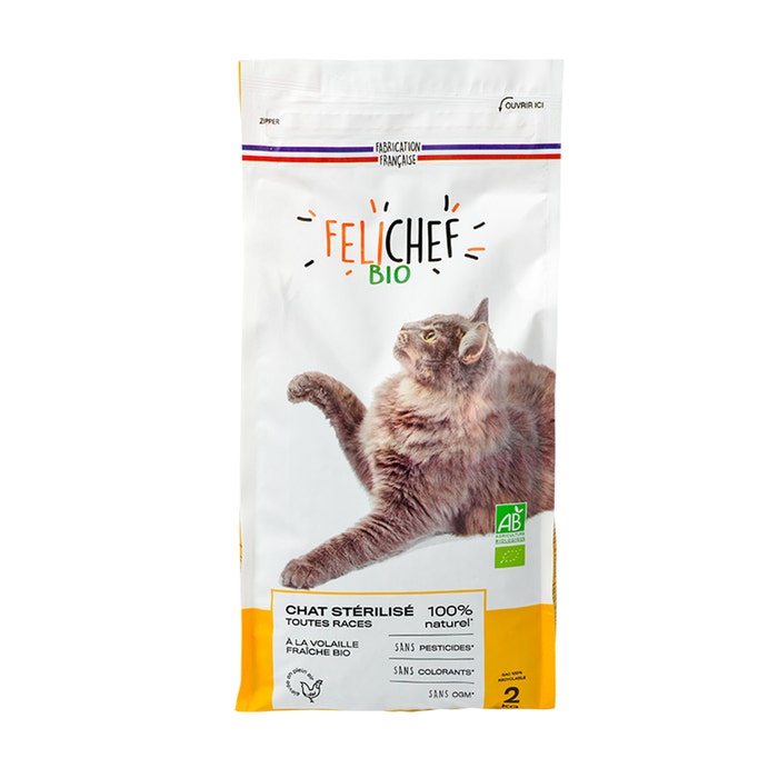 Crocchette biologiche 2 kg Felichef per Gatti adulti Sauvale Production