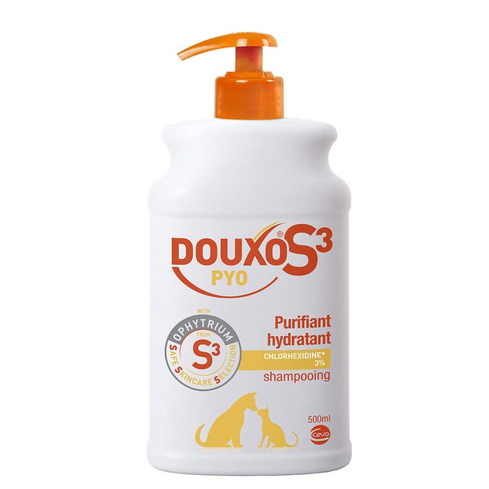 Shampoo purificante e idratante 500ml Douxo S3 Pyo 3% Clorexidina Ceva