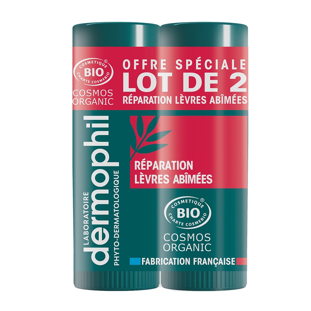 Dermophil Indien Intensi Stick riparatore biologico per labbra danneggiate 2x4g