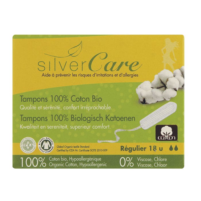 Assorbenti normali in cotone Bio x18 Senza applicatore Silver Care