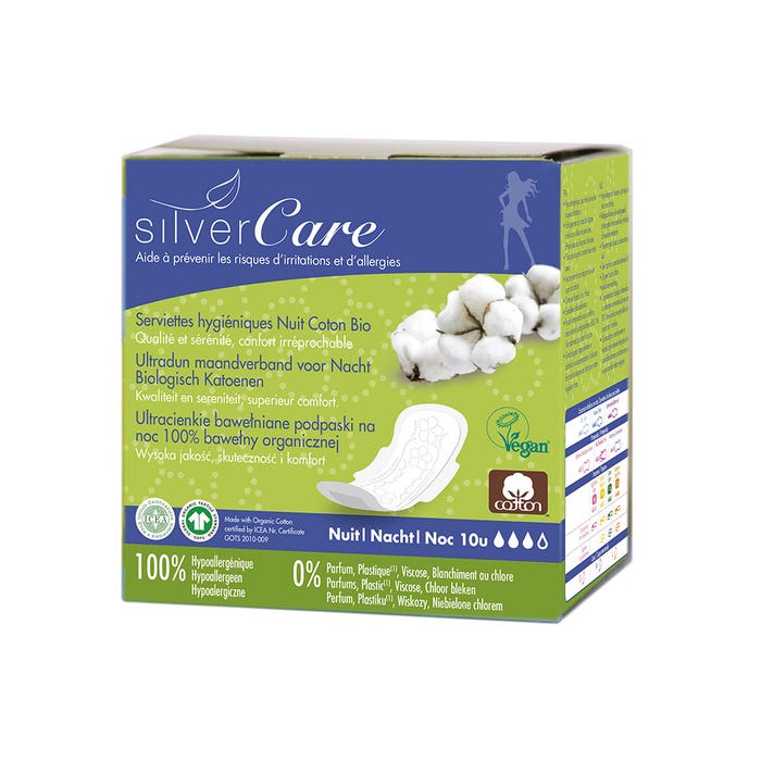 Asciugamani da notte in cotone Bio x10 Silver Care