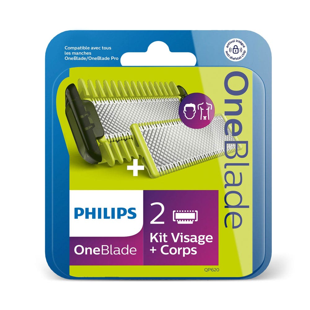 Philips Oneblade Lama di ricambio per viso e corpo Qp620/50 x2