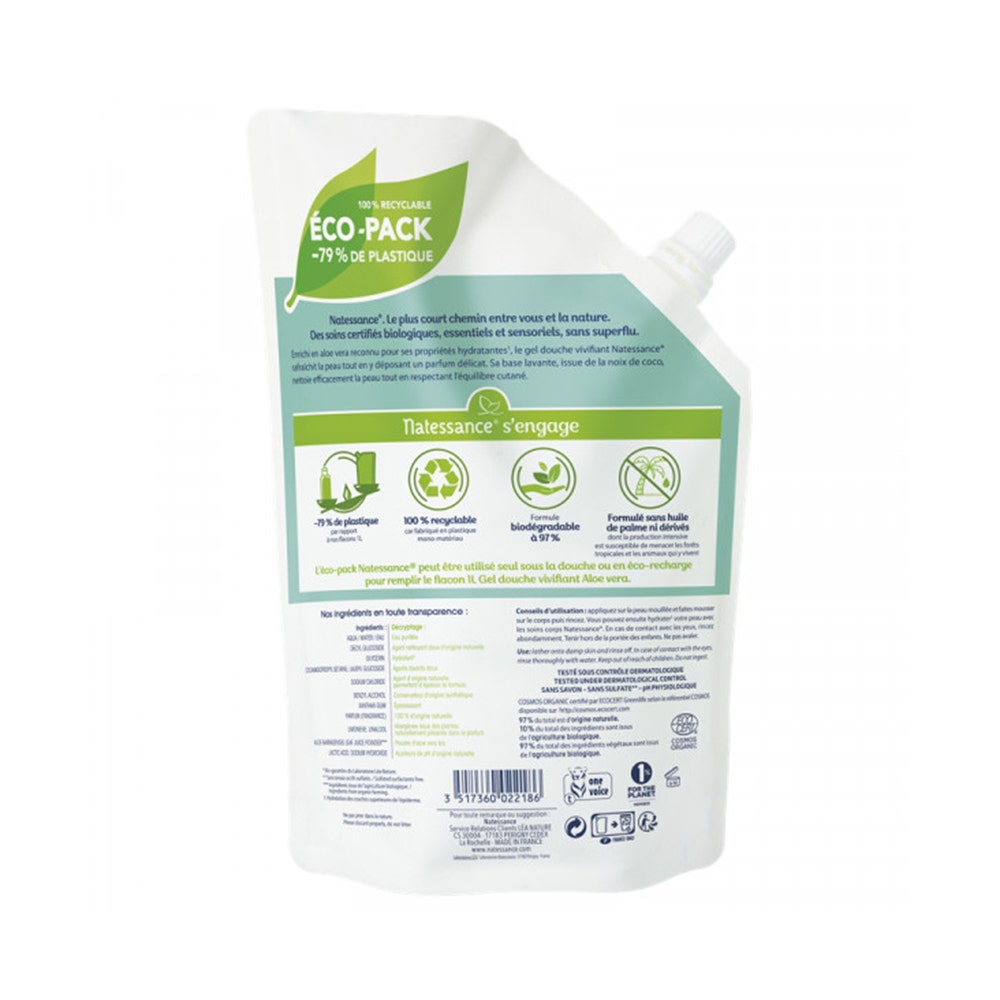 Natessance Gel doccia tonificante all'Aloe Vera 650ml
