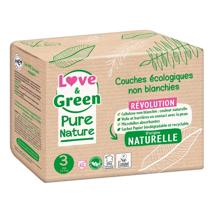 Love&Green Pure Nature Pannolini ecologici Dimensione 3 x 42