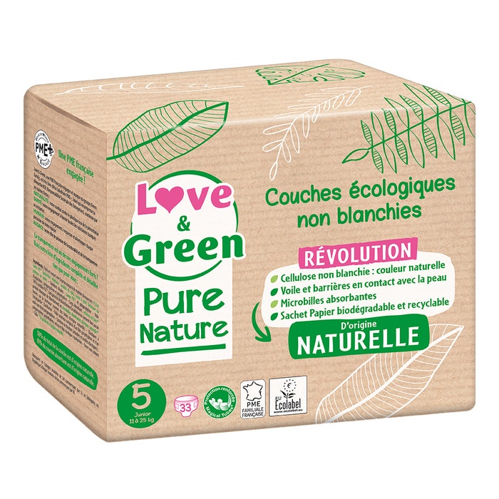 Love&Green Pure Nature Pannolini ecologici Dimensione 5 x 33