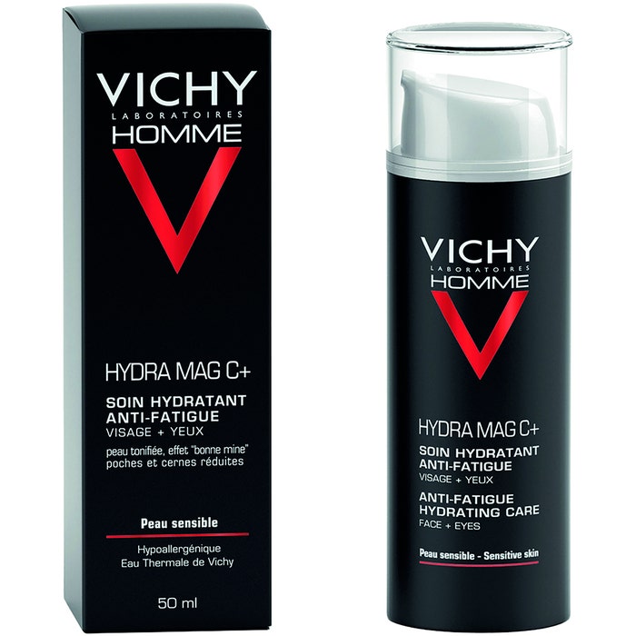 Vichy Homme Trattamento Idratante Anti-fatica Viso e Occhi Hydra Mag C+ Uomo Peaux Sensibles 50ml