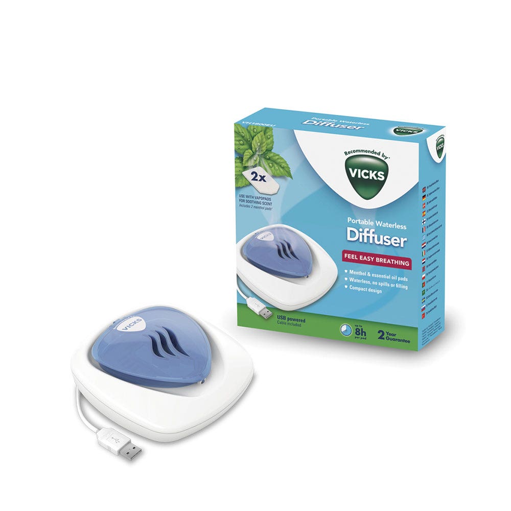 Vicks Diffusore portatile ad acqua VH1800 Mentolo 2 ricariche
