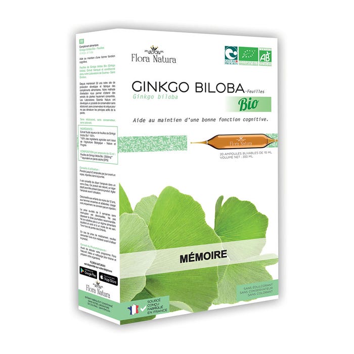 Ginkgo Biloba biologico 20 fiale Memoria Flora Natura