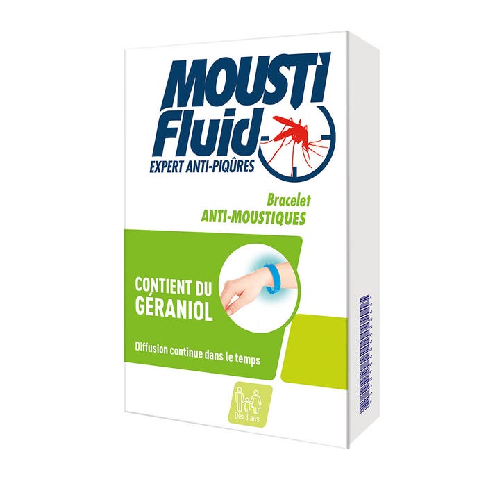Bracciale repellente per zanzare x1 Contiene geraniolo Moustifluid