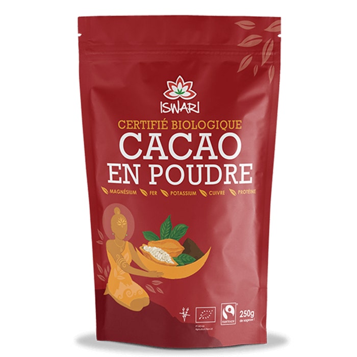 Iswari Cacao Cru Cacao crudo in polvere biologico del commercio equo e solidale 250g