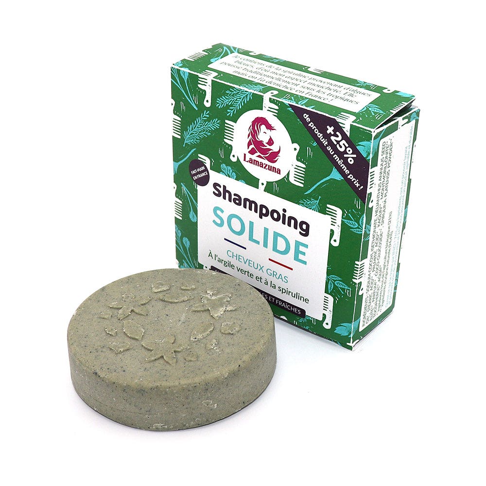 Lamazuna Shampoo solido all'argilla verde e spirulina Capelli grassi 55g