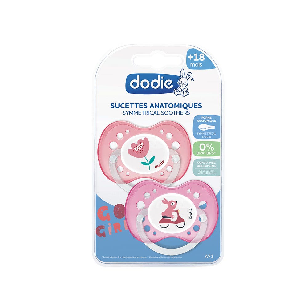 Dodie Succhietti anatomici Collezione Animali divertenti 18 mesi e Plus x2