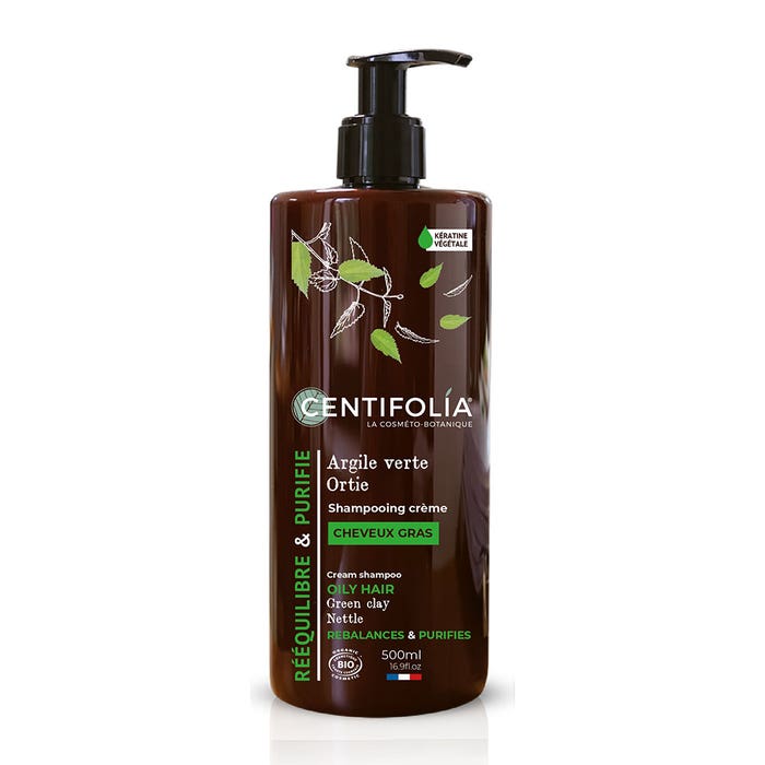 Shampoo in crema per capelli grassi Ortica Argilla verde 500ml Shampooings Centifolia