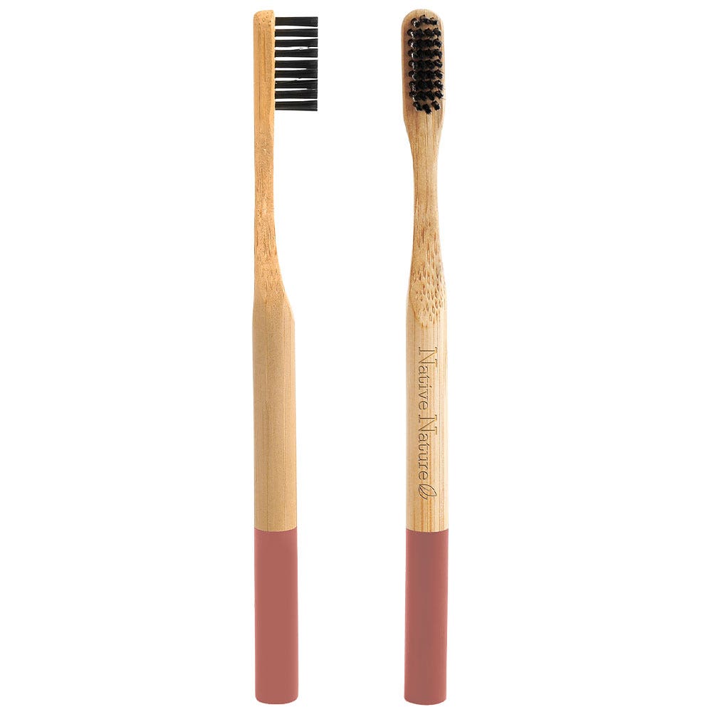 Native nature Spazzolini da denti in bambù FSC Moso Infuso con Carbone Medio Adulti e Bambini x4