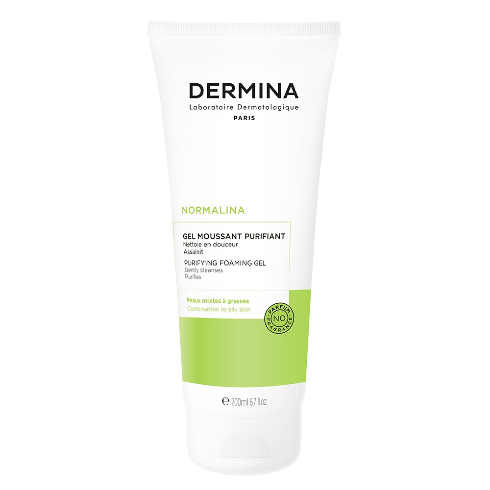 Dermina Normalina Gel schiumogeno purificante per pelle da mista a grassa 200 ml