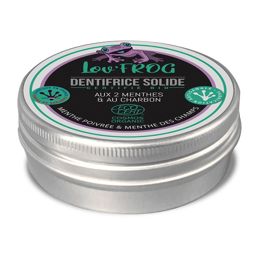 Lov'Frog 2 Mentine e Carbone Attivo Dentifricio Solido - Certificato Biologico 50g