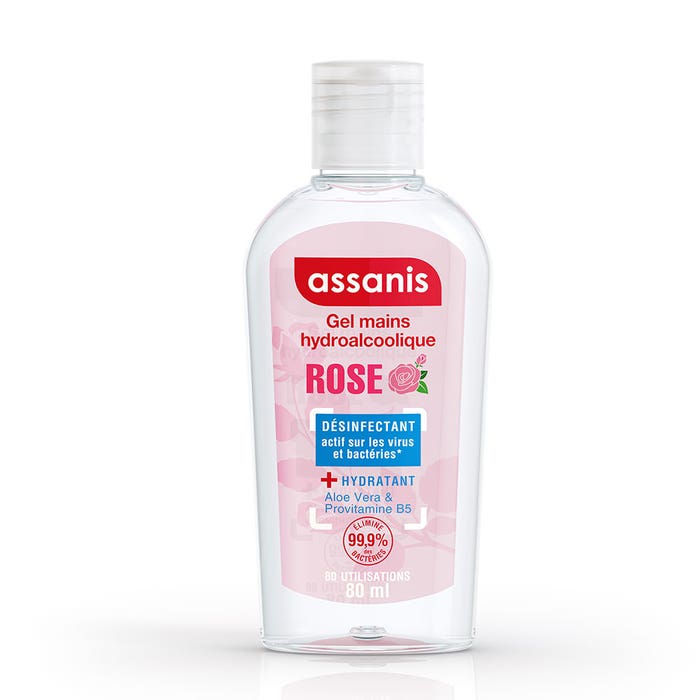 Gel Idroalcolico Tascabile alla Rosa 80ml Pocket Parfumés Rose Assanis
