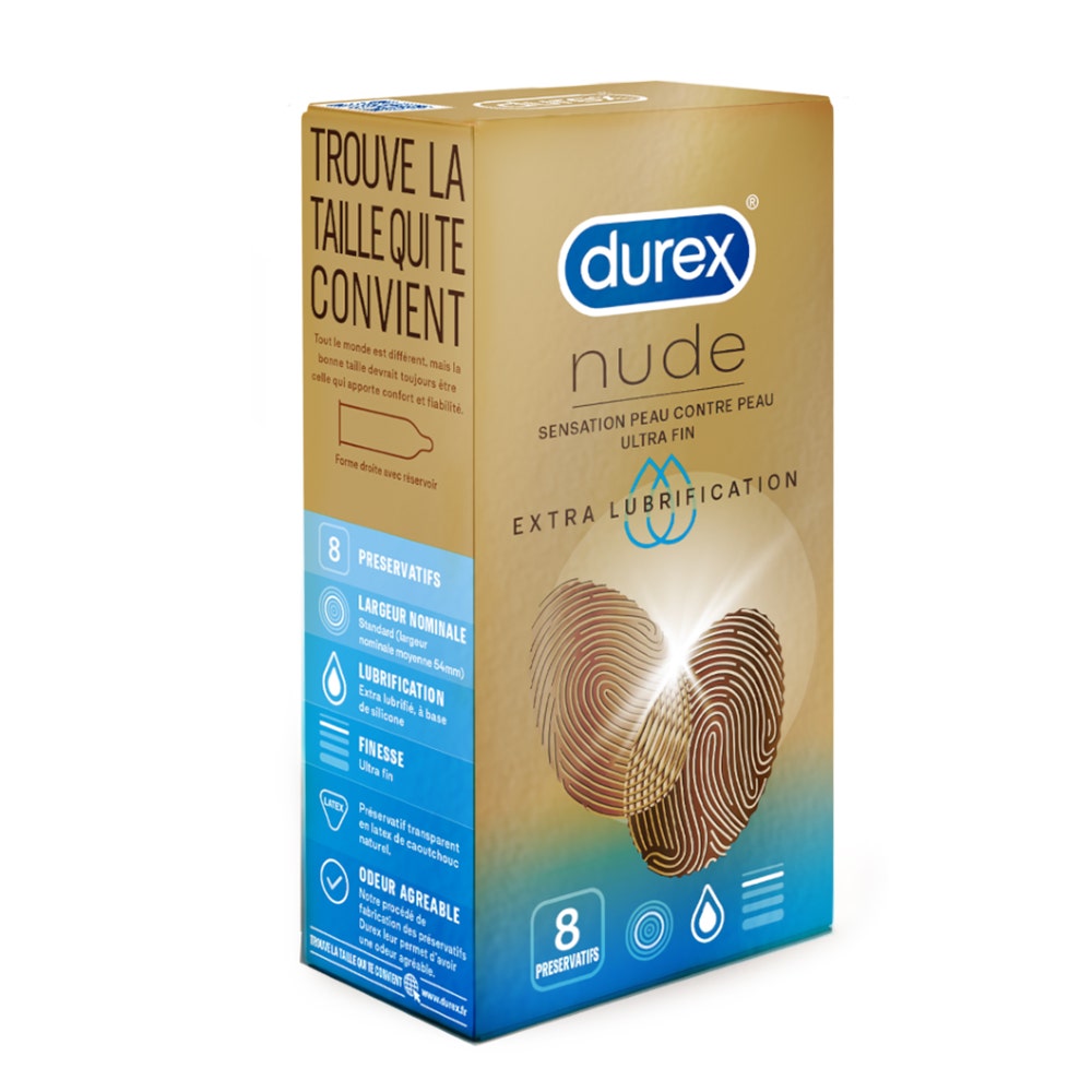 Durex Nude Preservativi extra lubrificati x8