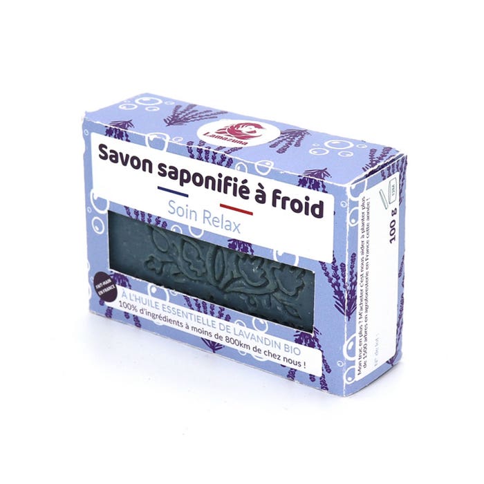 Sapone solido artigianale saponificato a freddo Soin Relax 100g Con olio essenziale di Lavandino Bio Lamazuna