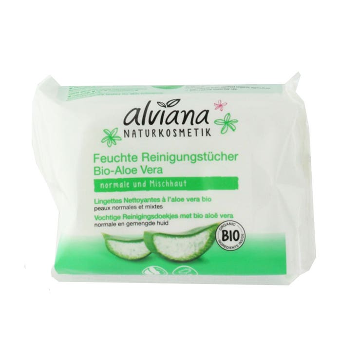 Salviette detergenti all'aloe vera biologica x25u Alviana