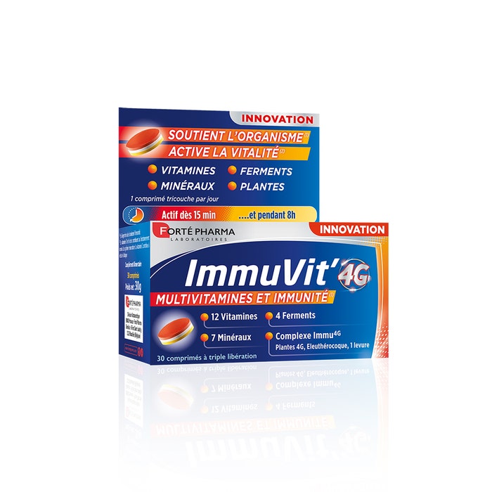 Immunità adulti Vitamine, Minerali e Fermenti 30 compresse tri-strato ImmuVit'4G Forté Pharma
