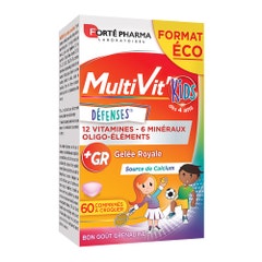 Forté Pharma Multivit'4G Multivitaminici per bambini Vitamine Minerali arricchite con Calcio 60 compresse masticabili