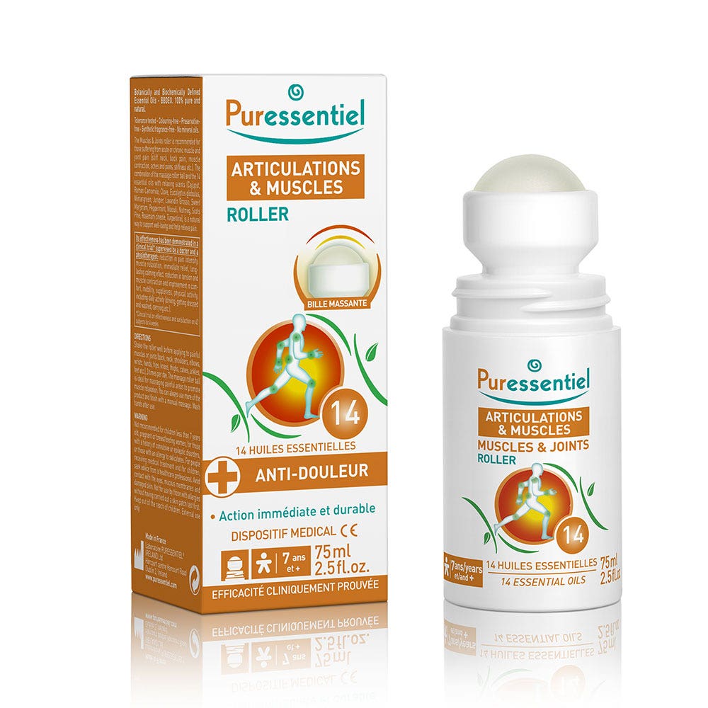 Puressentiel Articolazioni e Muscoli Roller antidolore con sfera massaggiante 75 ml