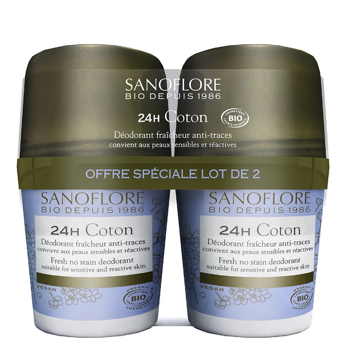 Deodorante 24 ore in cotone biologico 2x50 ml Deodorants Sanoflore
