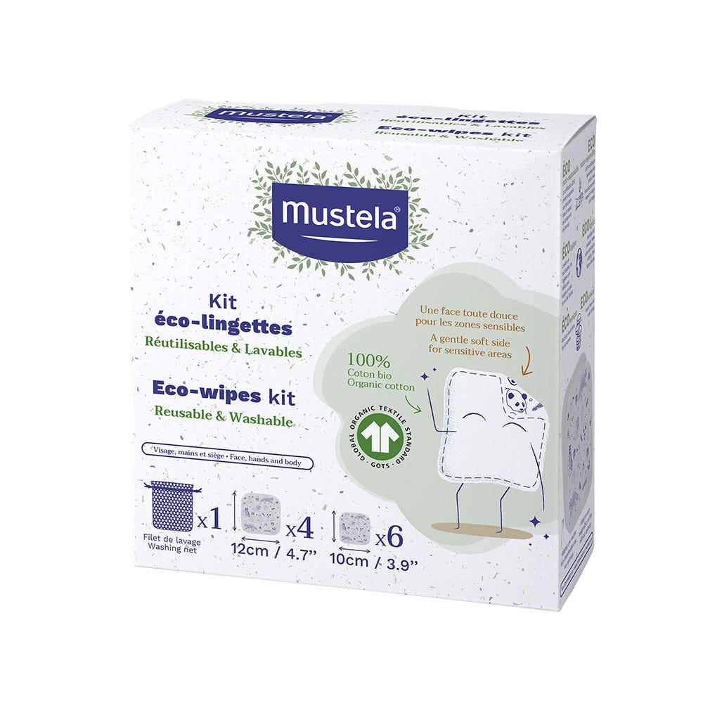 Mustela Kit di salviette ecologiche riutilizzabili e lavabili x10