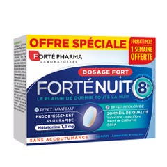 Forté Pharma Forté Nuit Sonno 8H Melatonina e D. Plantes Sonno più rapido e migliore qualità del sonno 30 compresse a doppio strato
