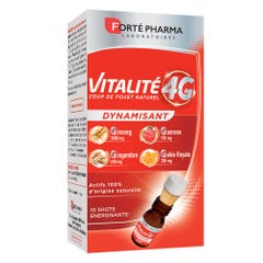 Forté Pharma Vitalité 4G Shots di richiamo di Ginseng, Zenzero, Pappa Reale e Guaranà 10 Shots da bere