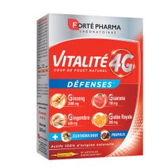 Forté Pharma Vitalité 4G Energizzante naturale Difese naturali con Ginseng, Pappa reale e Propoli 20 fiale