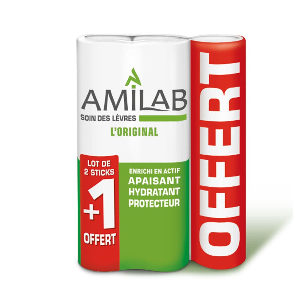 Amilab Stick labbra duo + 1 in omaggio 3 x 4,7 g