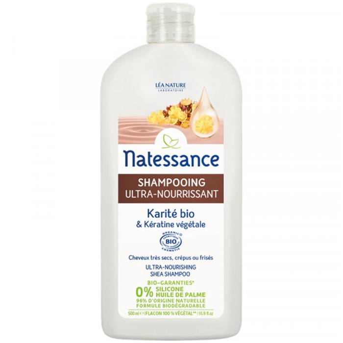 Shampoo Ultra Nutriente Bio 500ml Karite Cheratina Vegetale Natessance