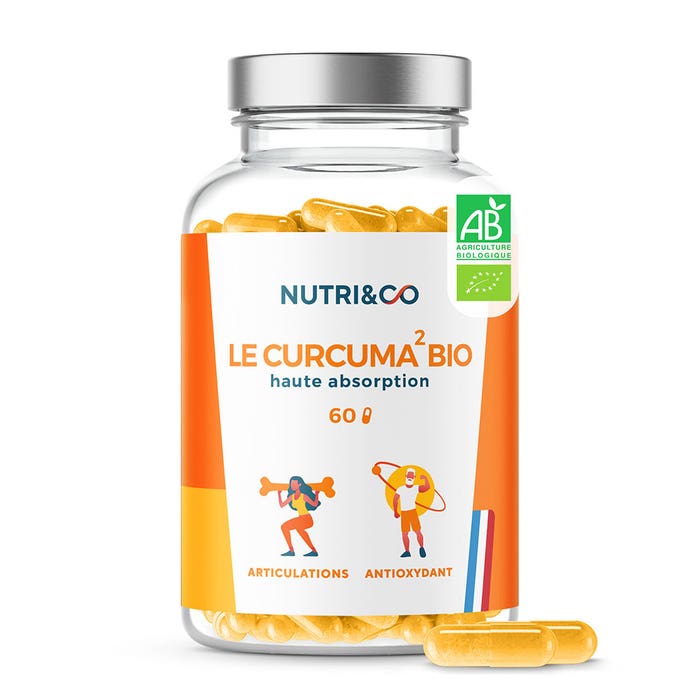 Curcuma organica ad alto assorbimento 60 capsule Articolazione e antiossidante NUTRI&CO