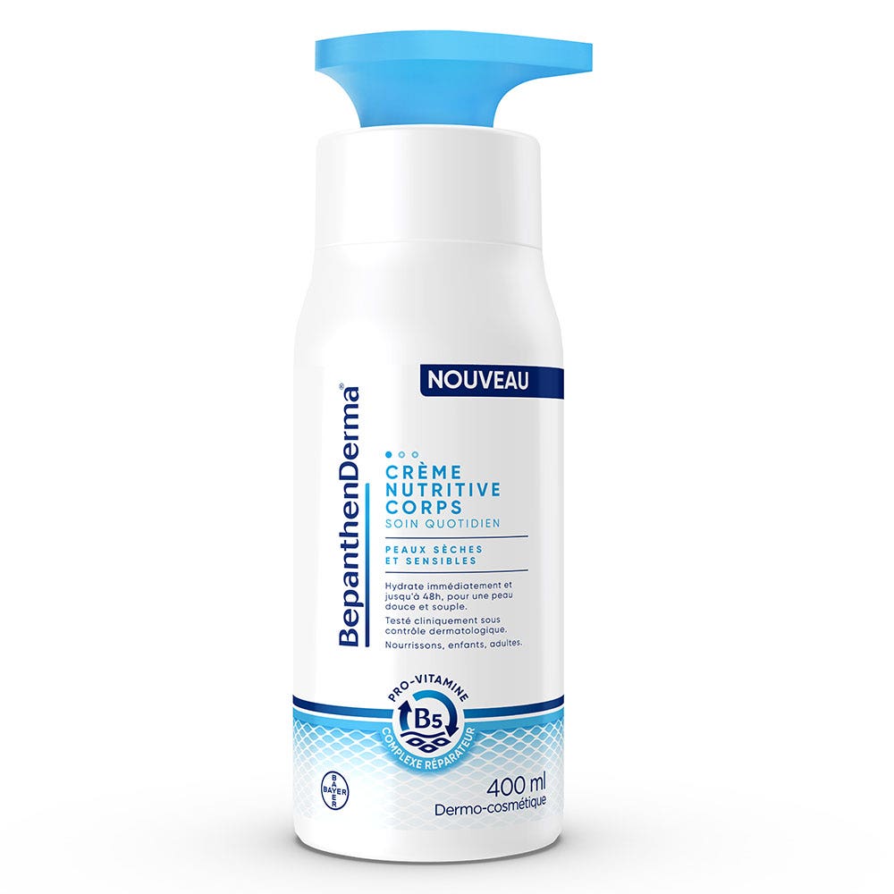 Bepanthen Derma Crema Nutriente per il Corpo Flacone a Pompa Pelli secche e sensibili 400 ml
