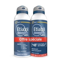 Etiaxil Déodorant Spray uomo 48 ore senza alluminio 2x150ml