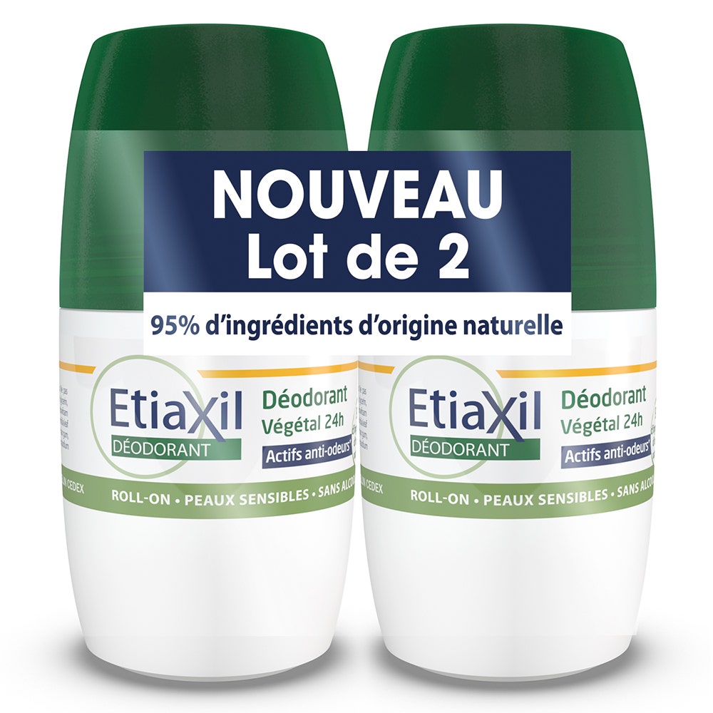 Etiaxil Deodorante Roll-on vegetale 24 ore su 24 Pelle Sensibile 2x50ml
