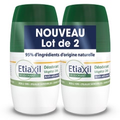 Etiaxil Deodorante Roll-on vegetale 24 ore su 24 Pelle Sensibile 2x50ml