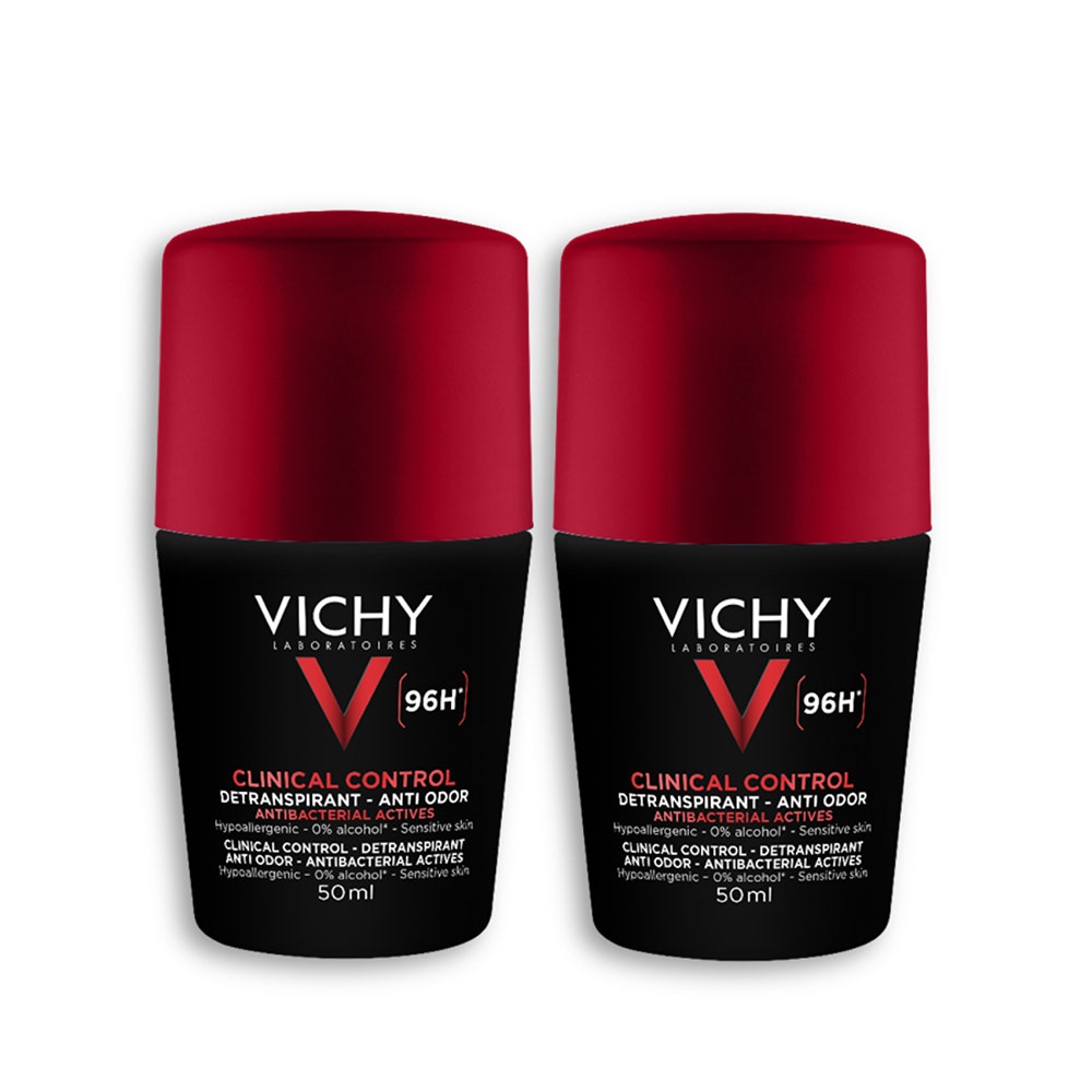 Vichy Deodorante Roll-on Antitraspirante antiodore per Uomo 96h 2x50ml