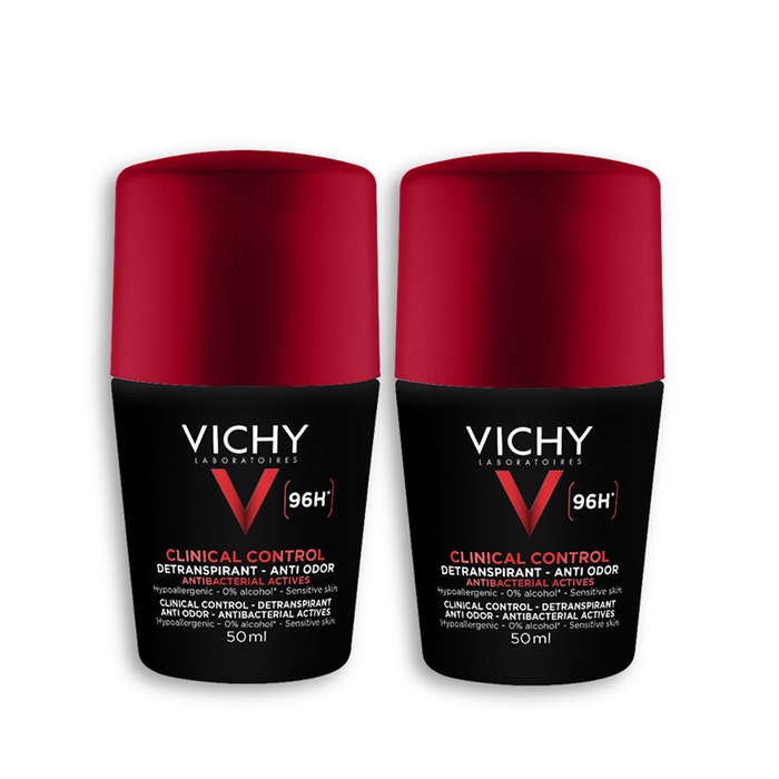 Vichy Déodorant Roll-on Antitraspirante antiodore per uomo 96h 2x50ml